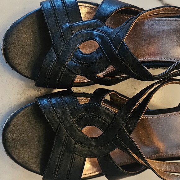 CUPID Black Wedge  Sandals - Picture 11 of 13